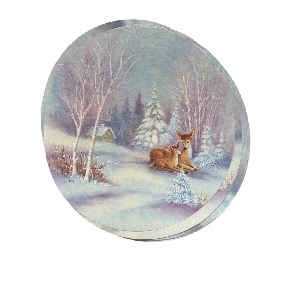 Vintage Christmas Greeting Cards Round Nativity Winter Scenes Lot 44 Pieces